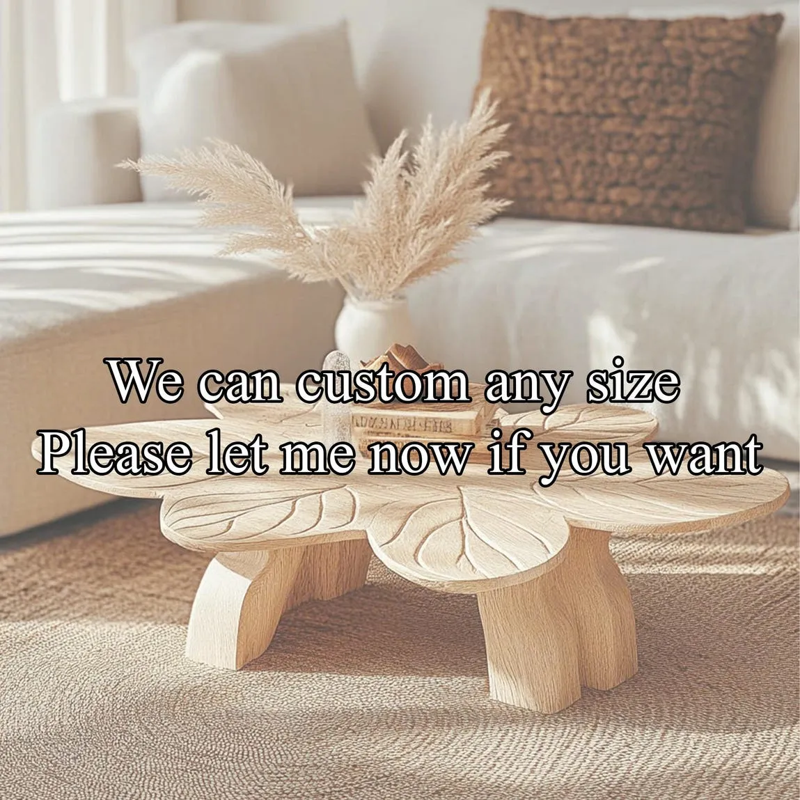 Handmade Coffee Table Wooden Leaf Coffee Table Natural Style Wood Furniture Cozy Handmade Cozy Home Decor Gift Housewarming - Image 2