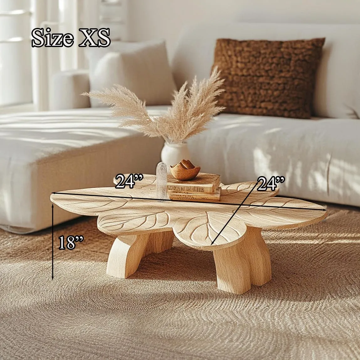 Handmade Coffee Table Wooden Leaf Coffee Table Natural Style Wood Furniture Cozy Handmade Cozy Home Decor Gift Housewarming - Image 3