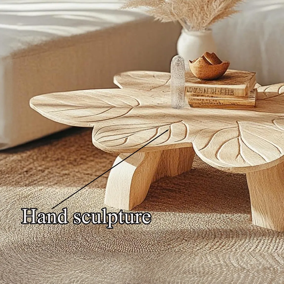 Handmade Coffee Table Wooden Leaf Coffee Table Natural Style Wood Furniture Cozy Handmade Cozy Home Decor Gift Housewarming - Image 7