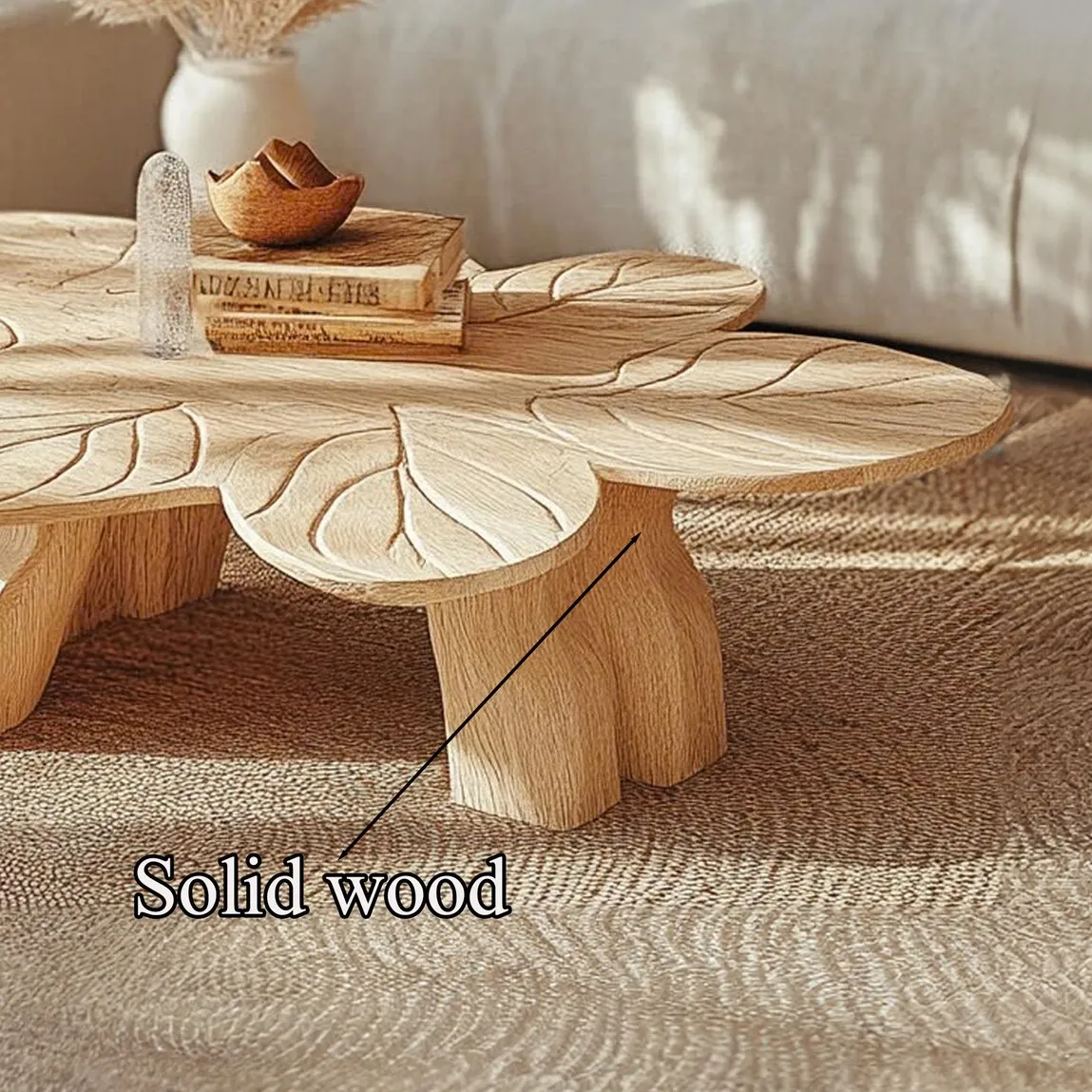 Handmade Coffee Table Wooden Leaf Coffee Table Natural Style Wood Furniture Cozy Handmade Cozy Home Decor Gift Housewarming - Image 8