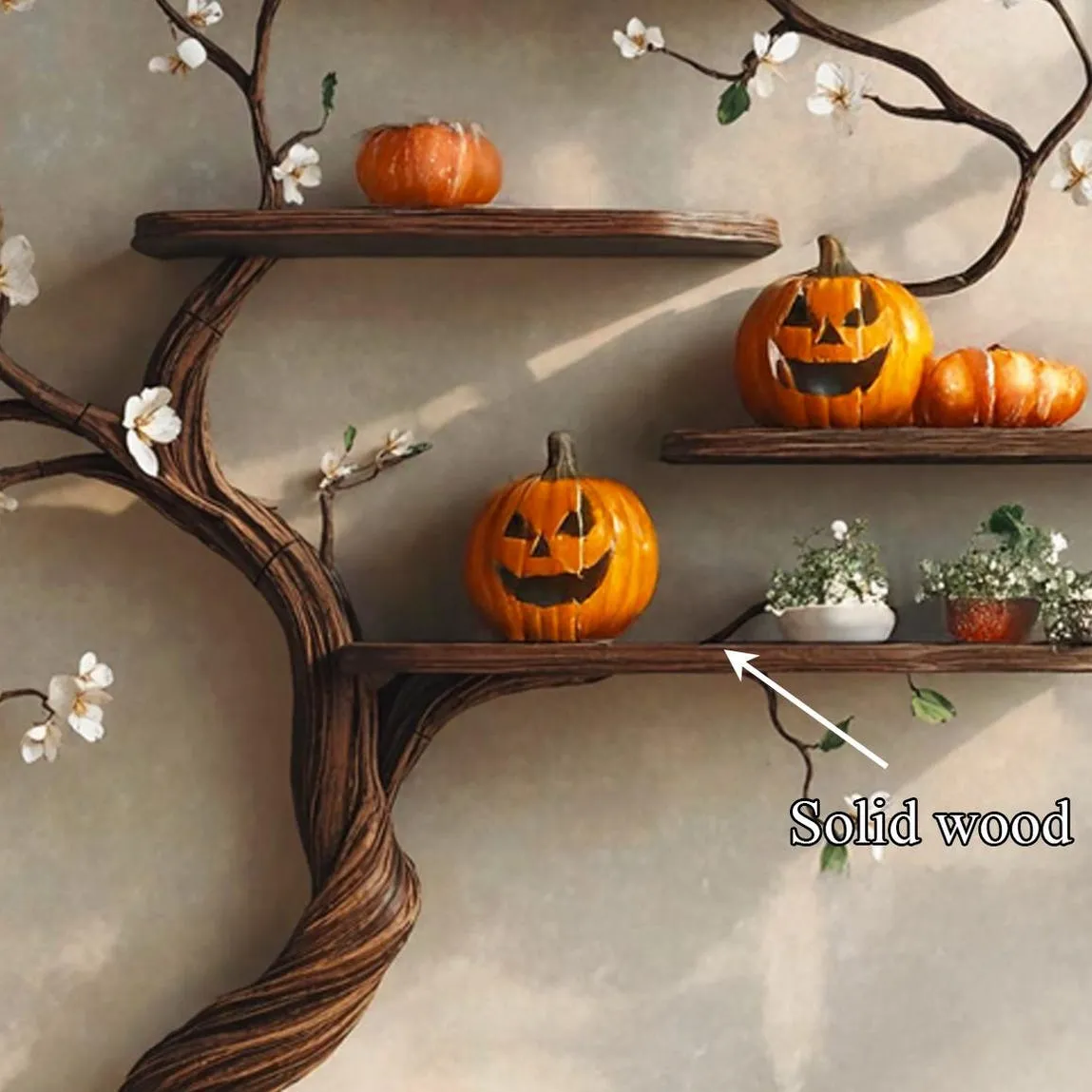 Custom Tree Bookshelf Tree Shaped Wood Bookcase Unique Furniture Halloween Home Decor - Image 5
