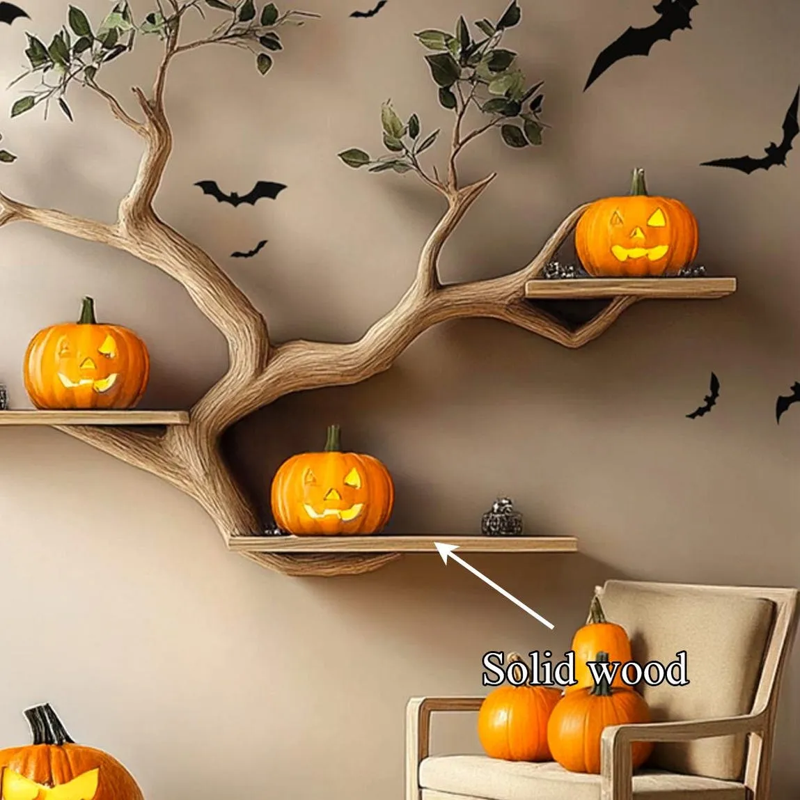 Wooden Bookcase Tree Bookshelf Wall Book Shelf Handmade Furniture Halloween Home Decor - Image 7
