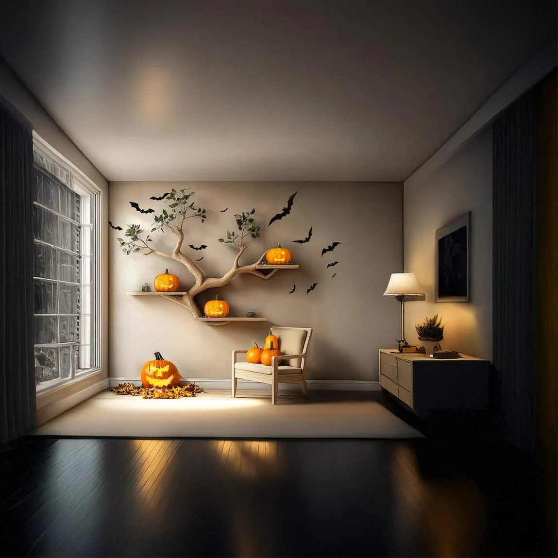 Wooden Bookcase Tree Bookshelf Wall Book Shelf Handmade Furniture Halloween Home Decor - Image 8