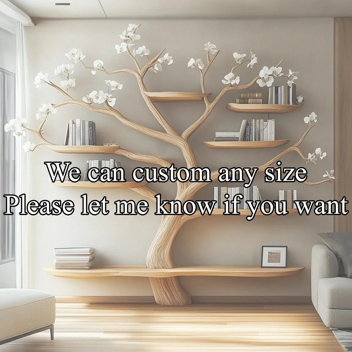 Tree branch bookshelf narrow  book holder book shelf decor handmade furniture decor living room gift her - Image 2