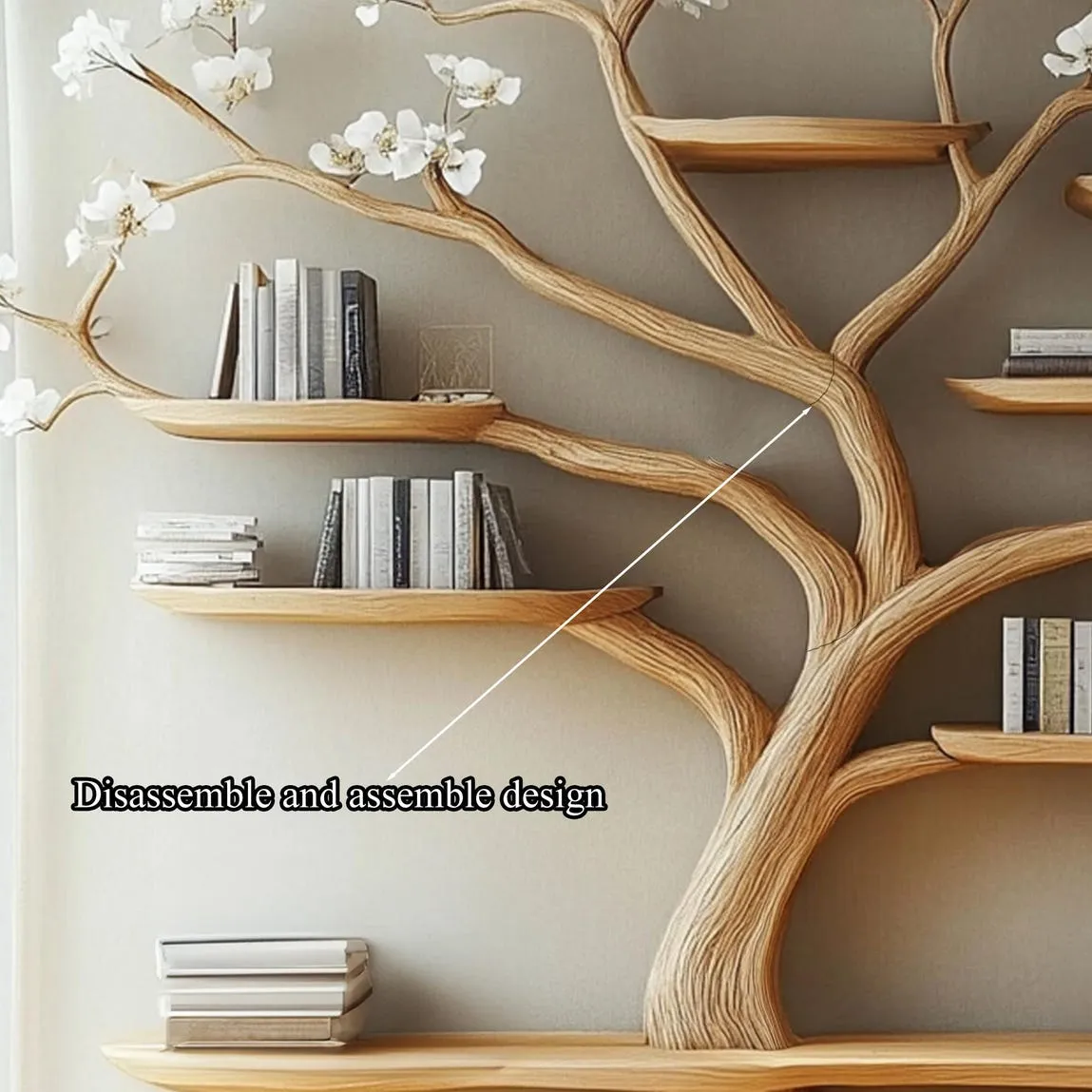 Tree branch bookshelf narrow  book holder book shelf decor handmade furniture decor living room gift her - Image 5