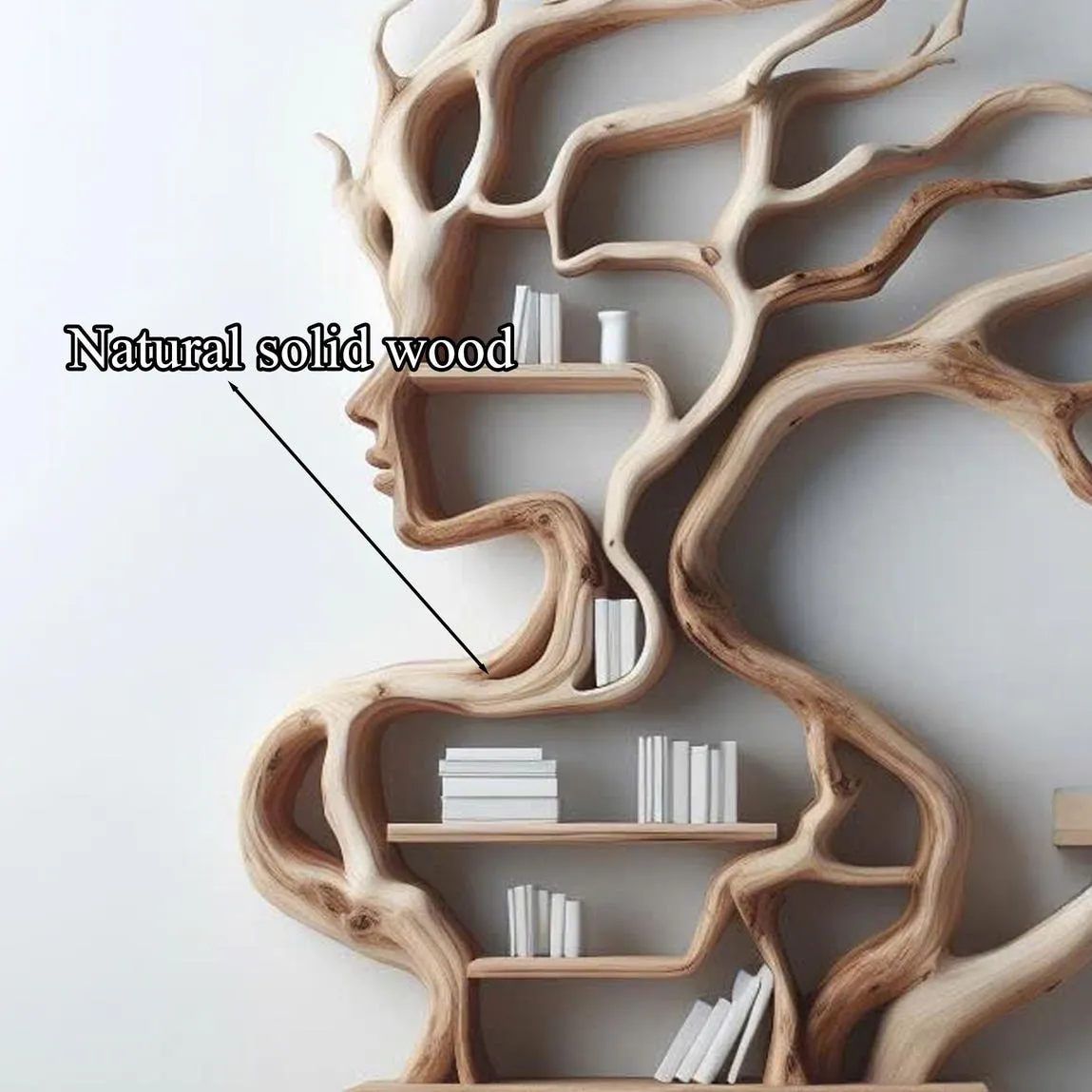 Tree branch solid wood wall art shelves on wall floating shelves bookshelf decor live edge shelf display shelf decor living room gift her - Image 5