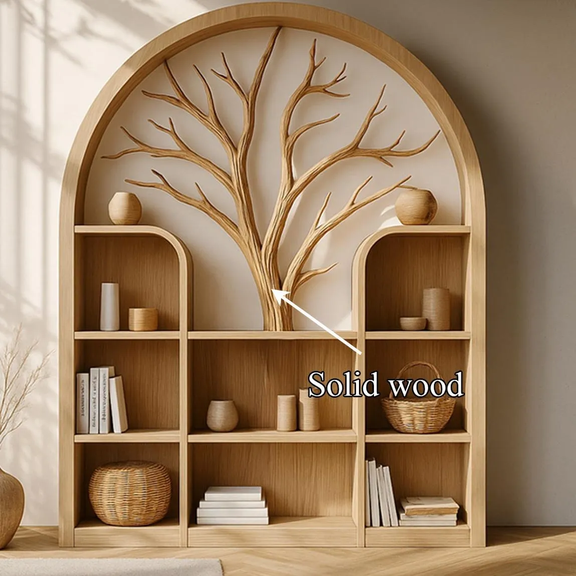Custom Wood Storage Cabinet Arched Montessori Bookcase Natural Wood Furniture Handmade Living Room Decor Housewarming Gift Her - Image 5