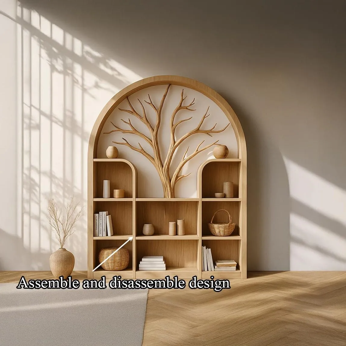 Custom Wood Storage Cabinet Arched Montessori Bookcase Natural Wood Furniture Handmade Living Room Decor Housewarming Gift Her - Image 6