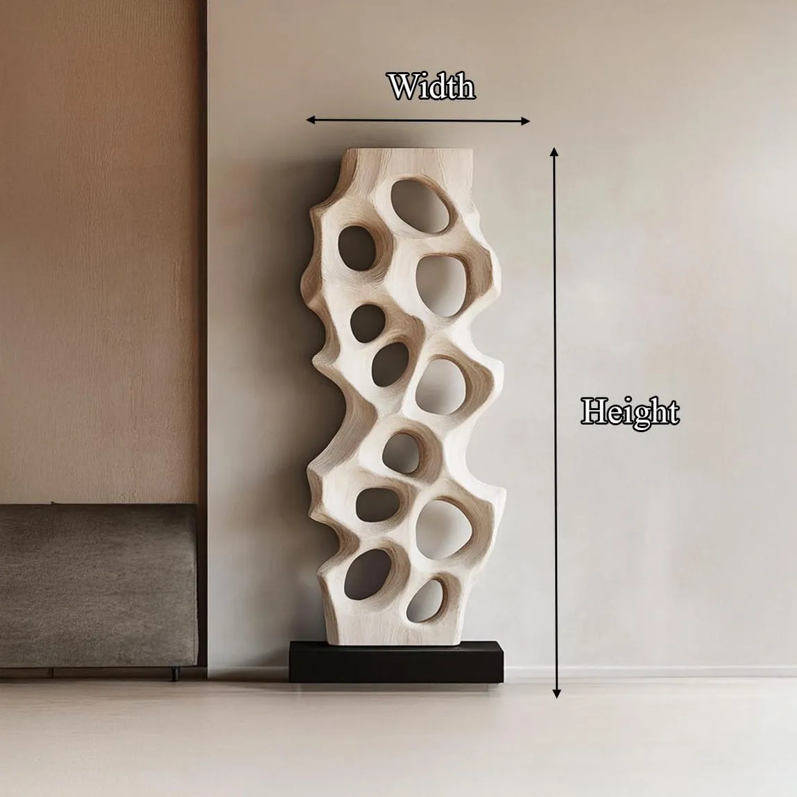Handcrafted Wooden Sculpture Shelf, Rustic Organic Bookshelf with Carved Design, Rustic Solid Wood Sculptural Bookshelf - Image 3