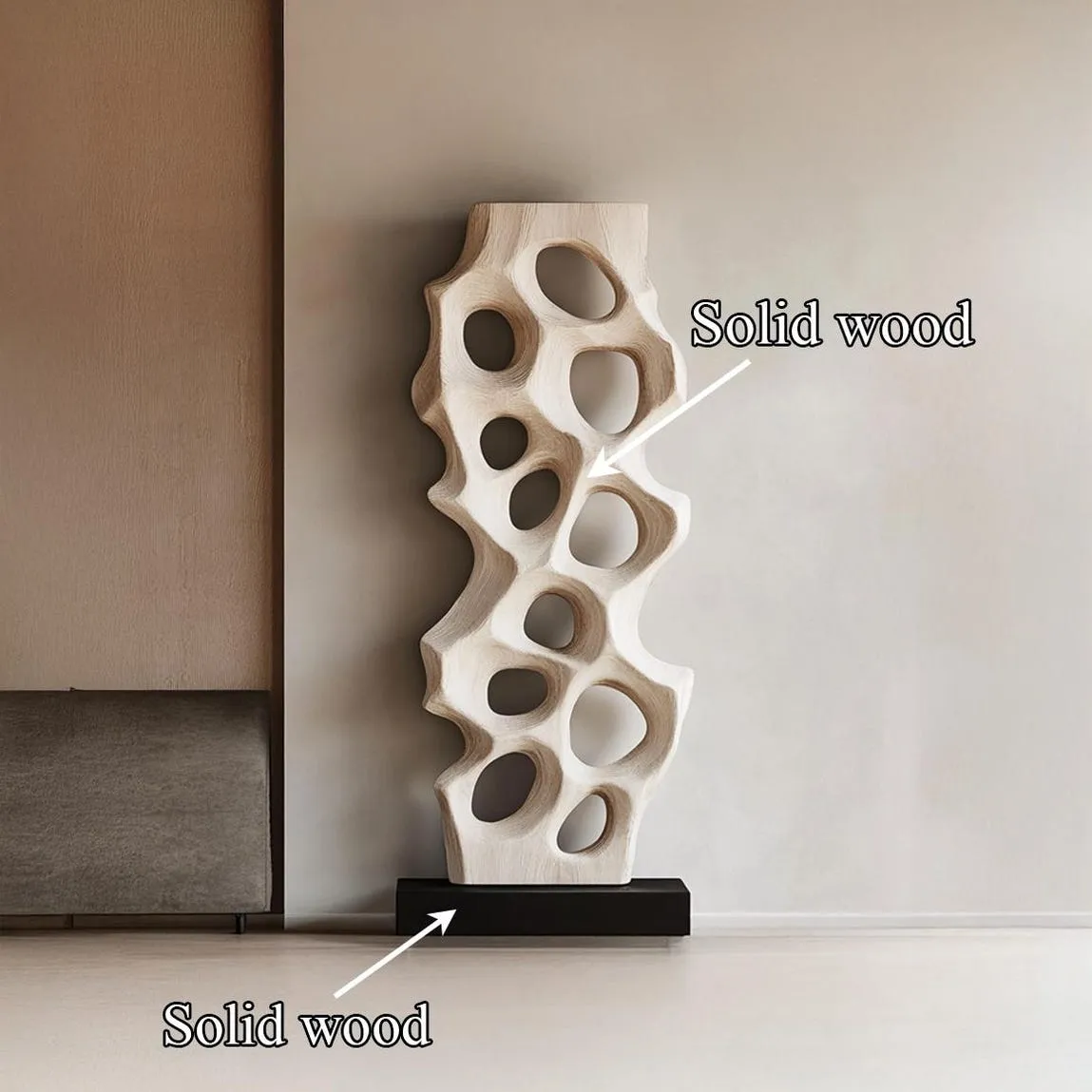 Handcrafted Wooden Sculpture Shelf, Rustic Organic Bookshelf with Carved Design, Rustic Solid Wood Sculptural Bookshelf - Image 5