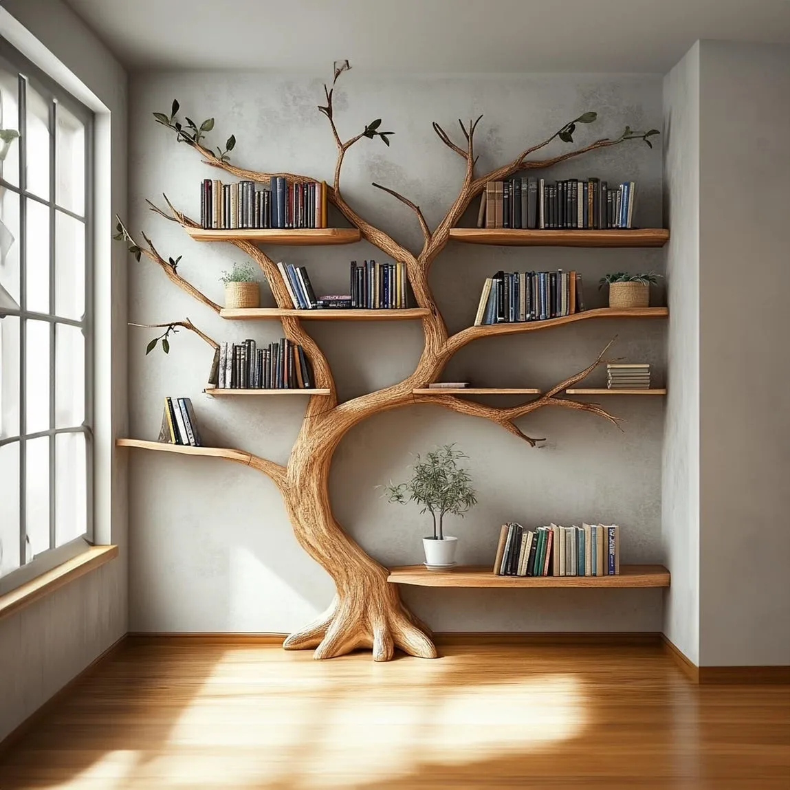 Tree branch bookshelf floating bookshelf live edge shelf book shelf wall mount bookshelf wooden handmade decoration living room gift her