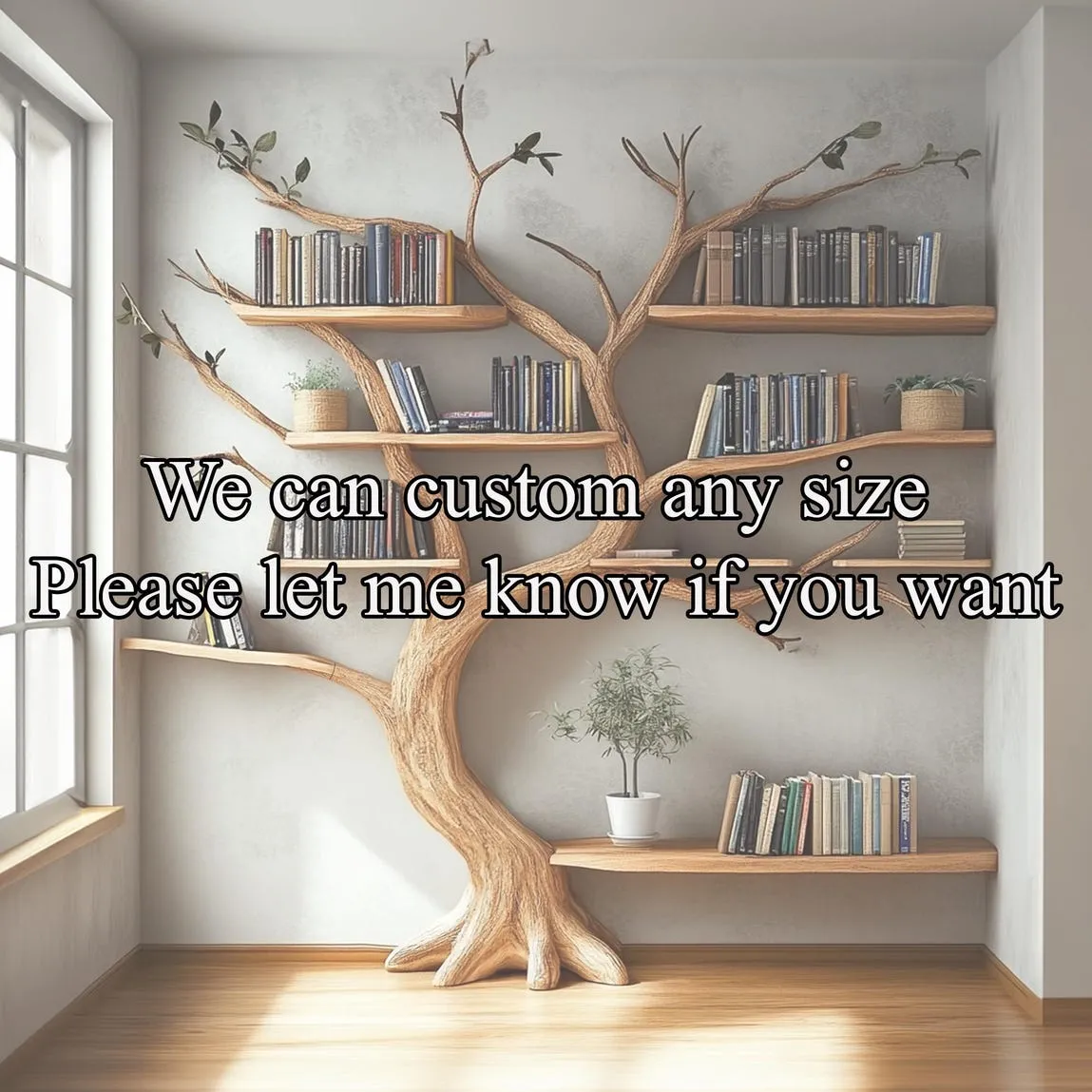 Tree branch bookshelf floating bookshelf live edge shelf book shelf wall mount bookshelf wooden handmade decoration living room gift her - Image 2