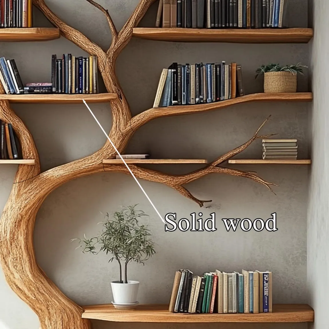 Tree branch bookshelf floating bookshelf live edge shelf book shelf wall mount bookshelf wooden handmade decoration living room gift her - Image 5
