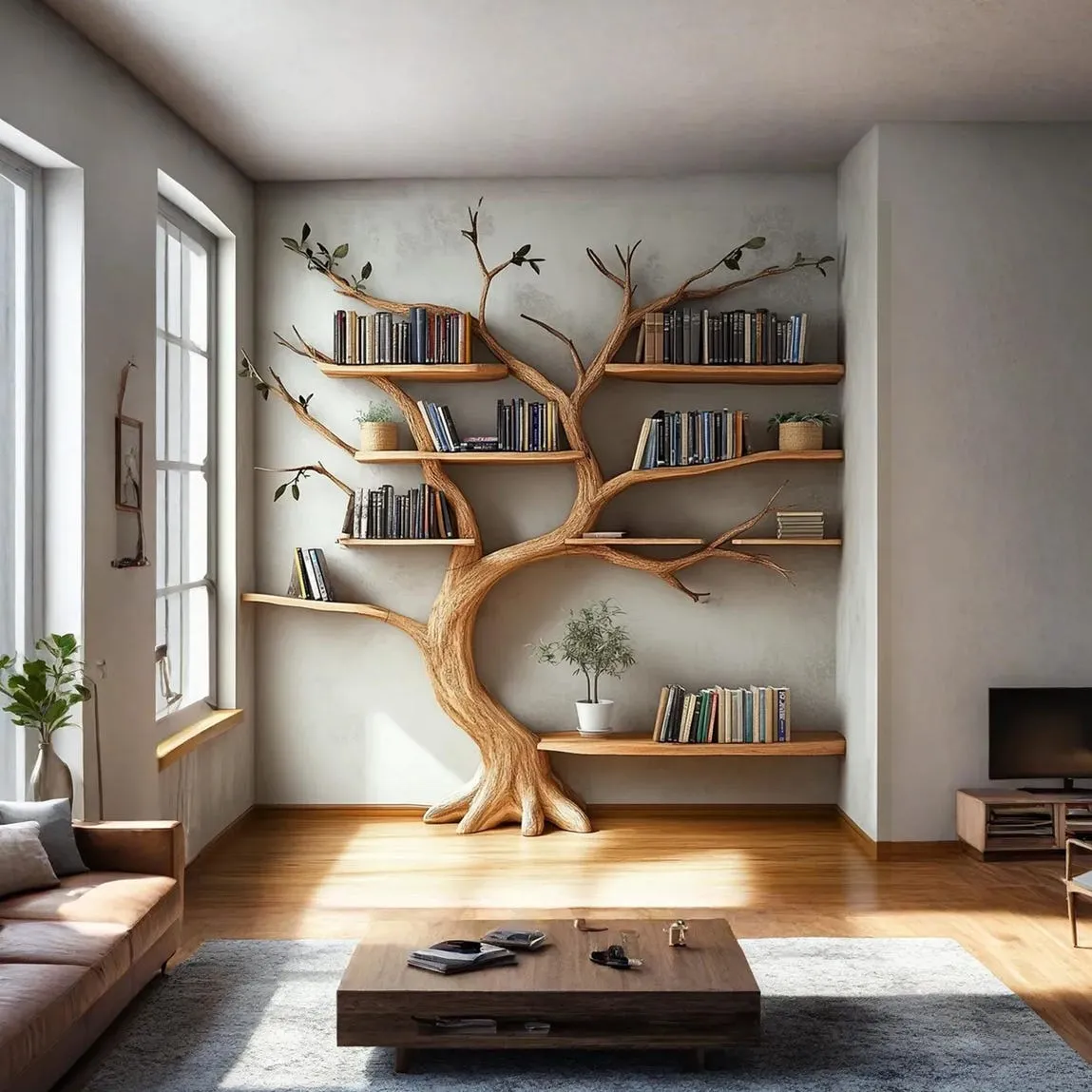 Tree branch bookshelf floating bookshelf live edge shelf book shelf wall mount bookshelf wooden handmade decoration living room gift her - Image 6