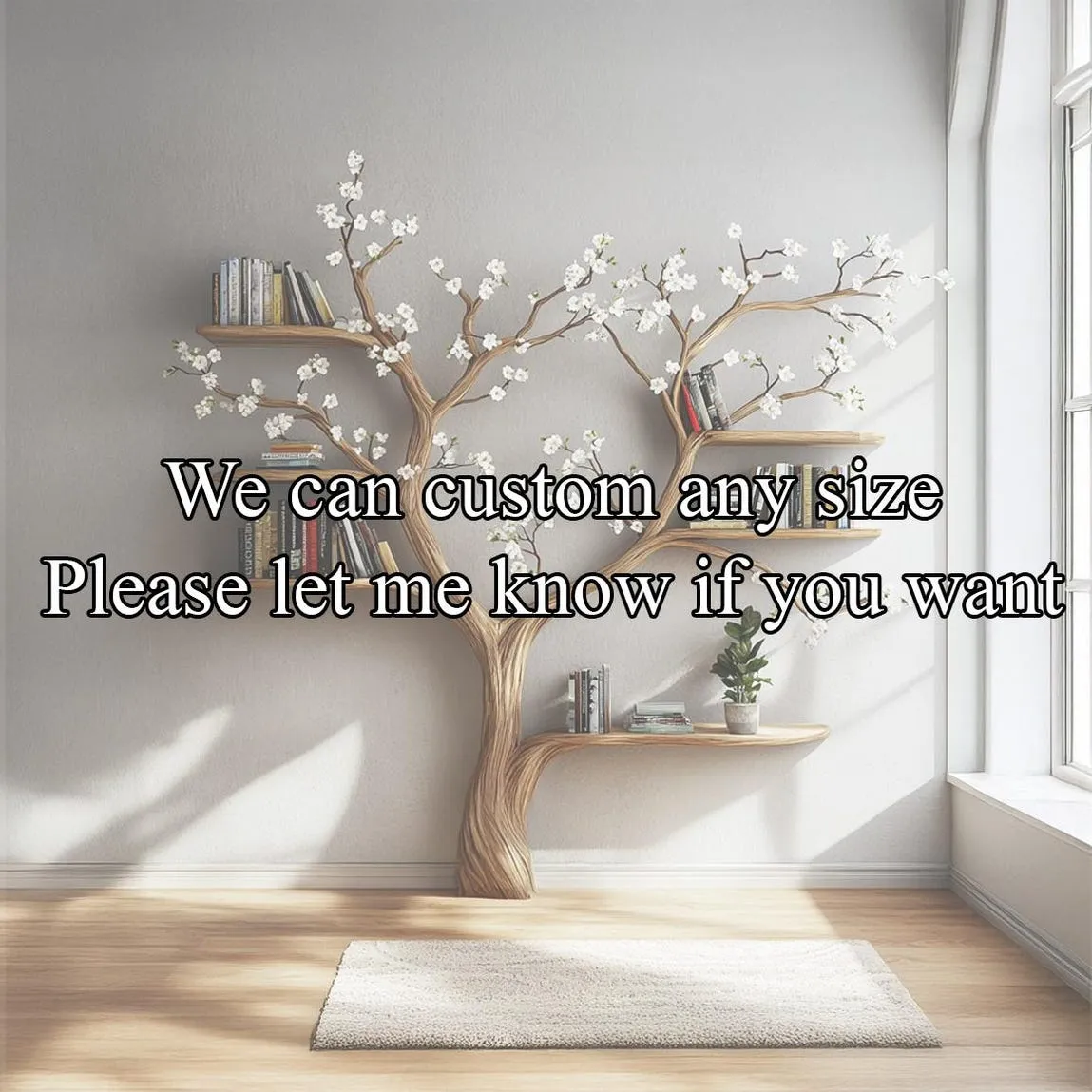 Rustic book shelves tree for living room book tree wood natural real book tree indoor furniture decor office gift - Image 4