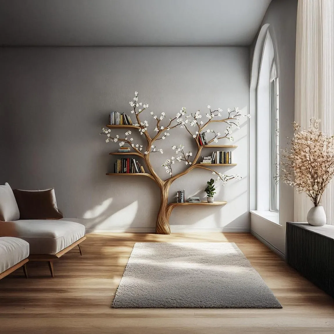 Rustic book shelves tree for living room book tree wood natural real book tree indoor furniture decor office gift - Image 8
