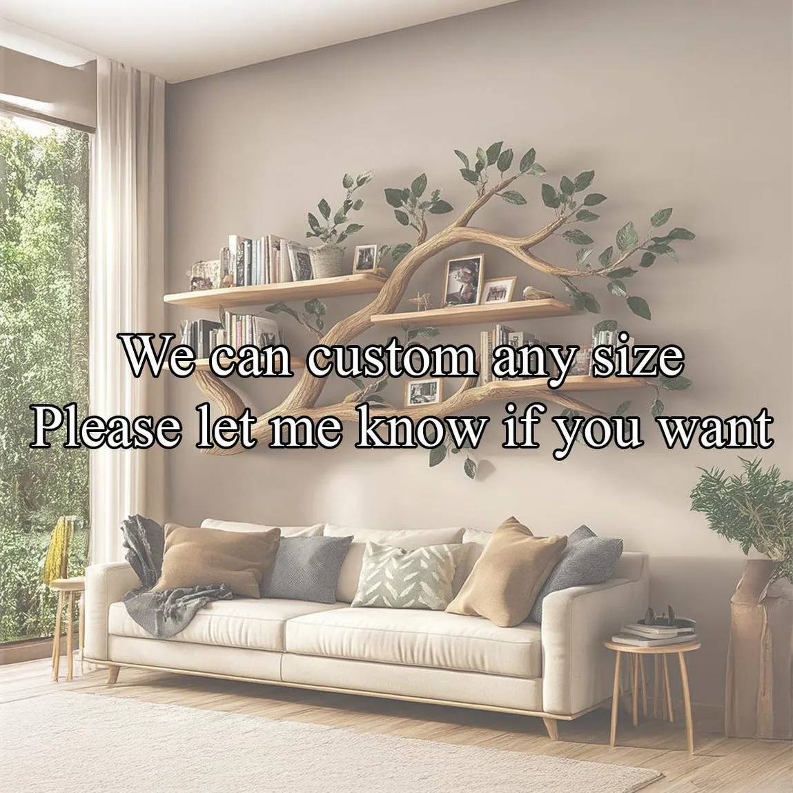 Handmade Tree Branch Bookshelves Solid Wood Hanging Bookshelves Wall Art Living Room Bookshelf Tree Shaped Decor Home Gift - Image 3