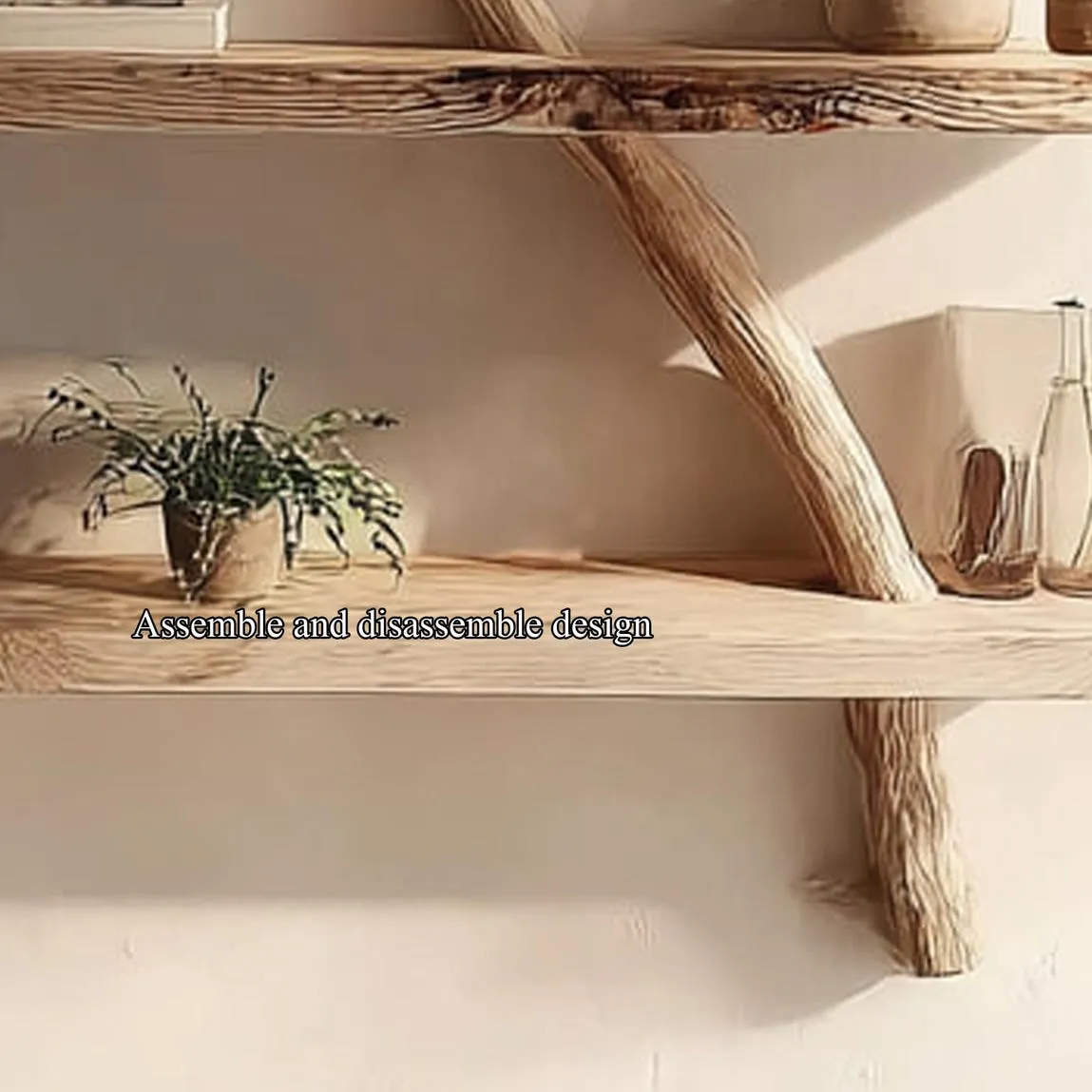 Rustic solid driftwood branch tree bookshelf custom floating wood shelf book rack for wall live edge shelf decor living room gift - Image 5