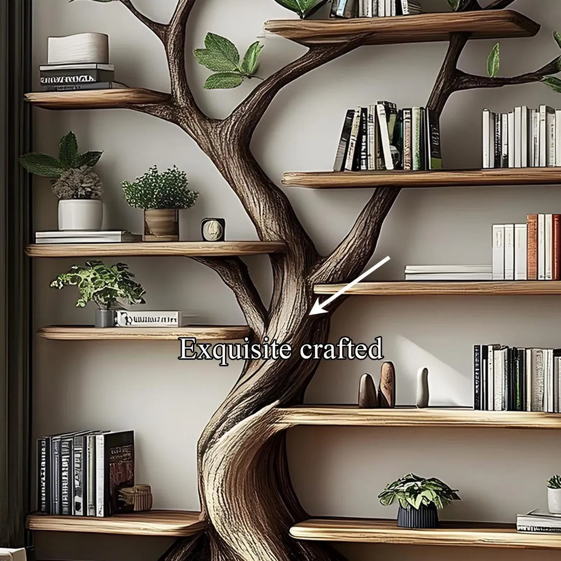 Tree Bookshelf, Rustic Wooden Book Tree Shelf, Unique Wall-Mounted Bookcase, Natural Wood Furniture, Home Office Decor, Custom Shelf Display - Image 5