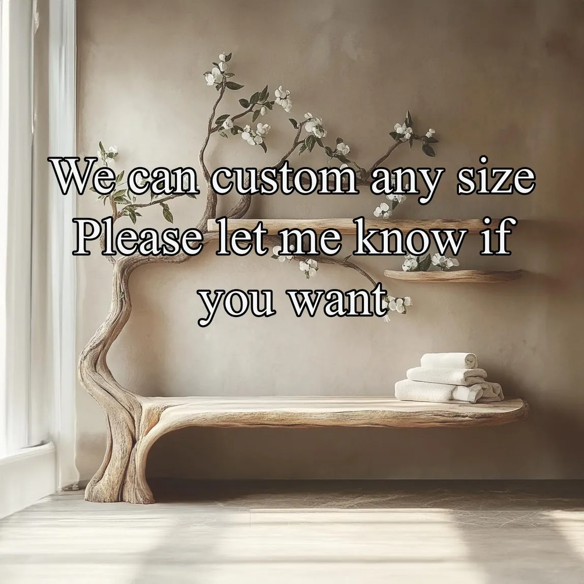 Tree branch solid wood wall shelf bench unique handmade wood bookcase wall tree art decor living room mother gift - Image 2