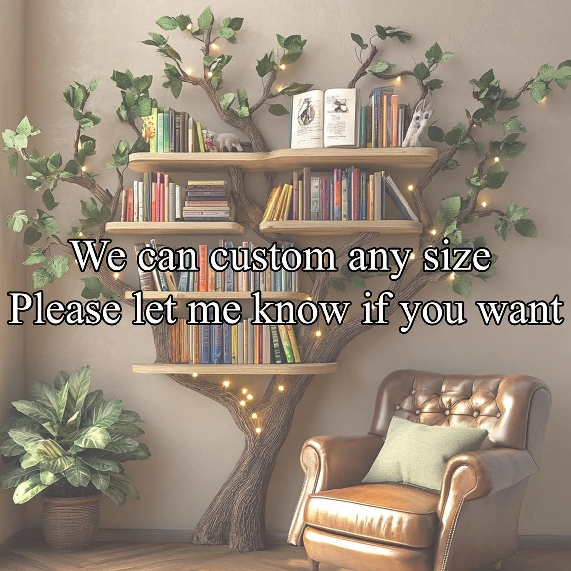 Black tree bookshelf wall mount floating shelf mid century bookcase montessori bookshelf handmade furniture decoration livingroom gift her - Image 3