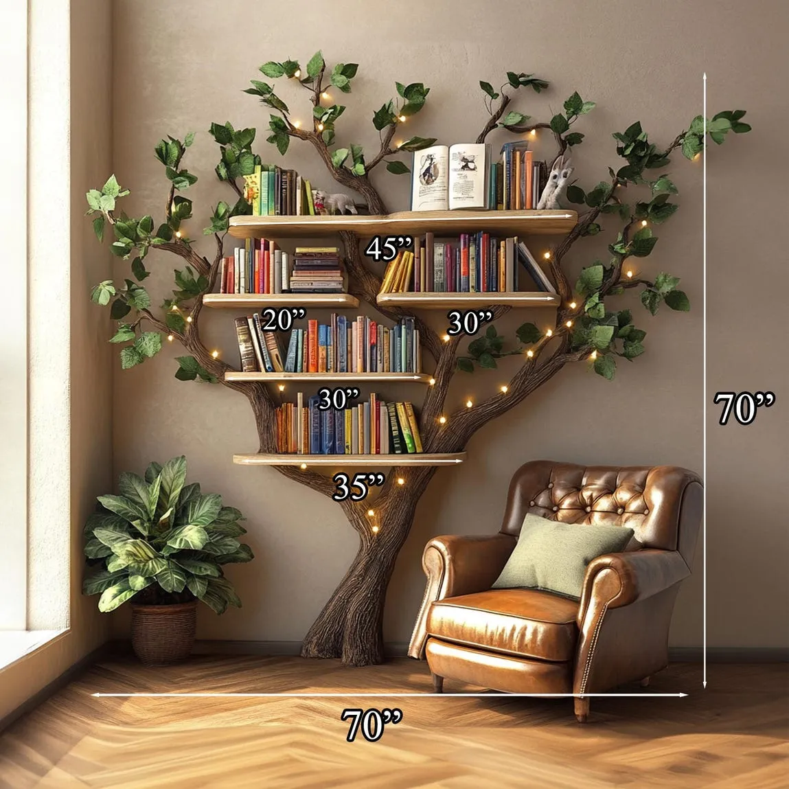 Black tree bookshelf wall mount floating shelf mid century bookcase montessori bookshelf handmade furniture decoration livingroom gift her - Image 4