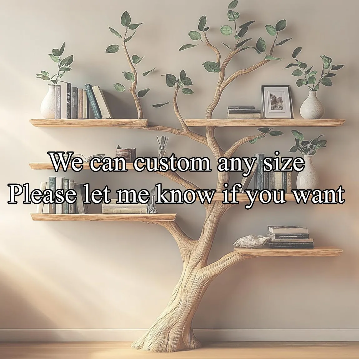 Natural solid wood tree bookshelf floating bookshelf wall mount bookshelf tree corner shelf live edge shelf decor living room gift her - Image 4