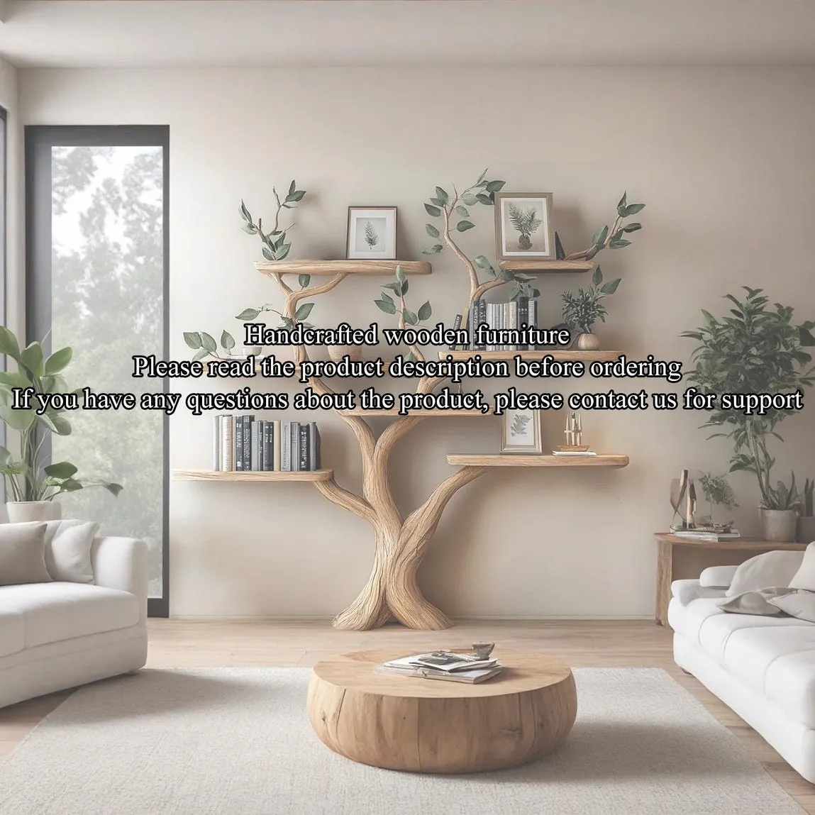 Tree branch shelf fake leave Solid wood bookcase wall-mounted corner wall shelf floating bookshelf decorative bookshelf for the home - Image 3
