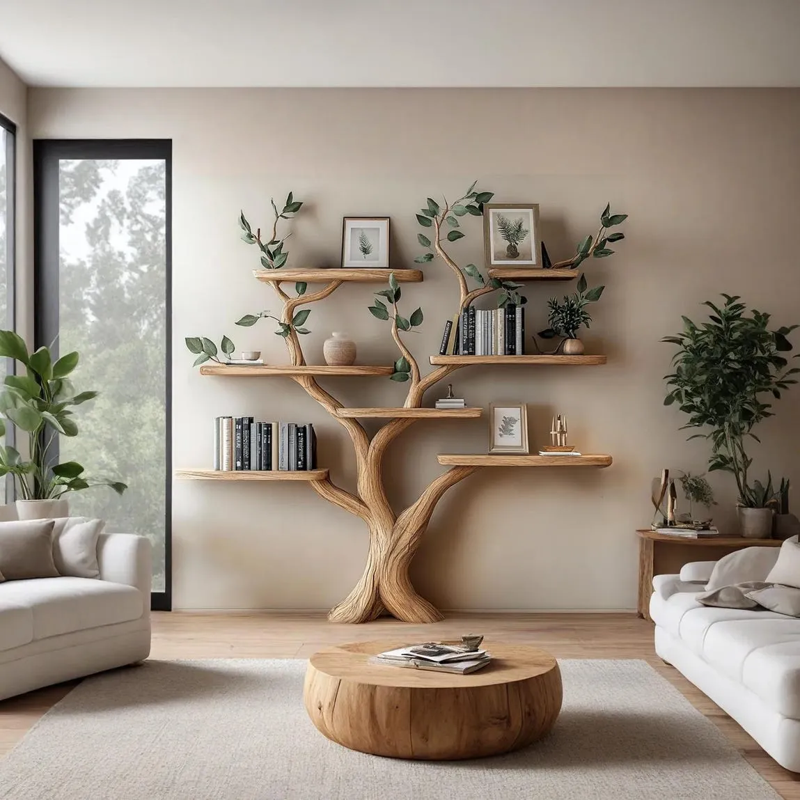 Tree branch shelf fake leave Solid wood bookcase wall-mounted corner wall shelf floating bookshelf decorative bookshelf for the home - Image 8