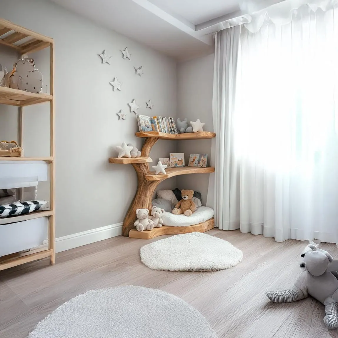 Tree Shaped Bookshelf Natural Wood Custom Wall Book Shelf Handmade Furniture Bed Room and Home Decor - Image 7
