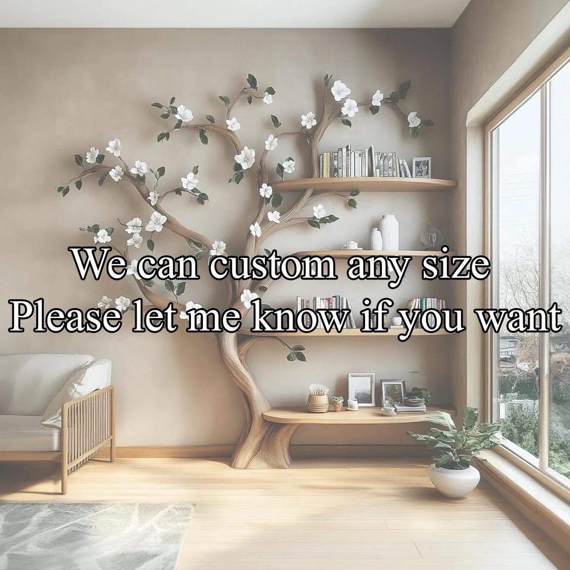 Rustic tree bookshelf wall solid wood handmade floating shelves bookshelf kids bookshelf decor living room gift her - Image 2
