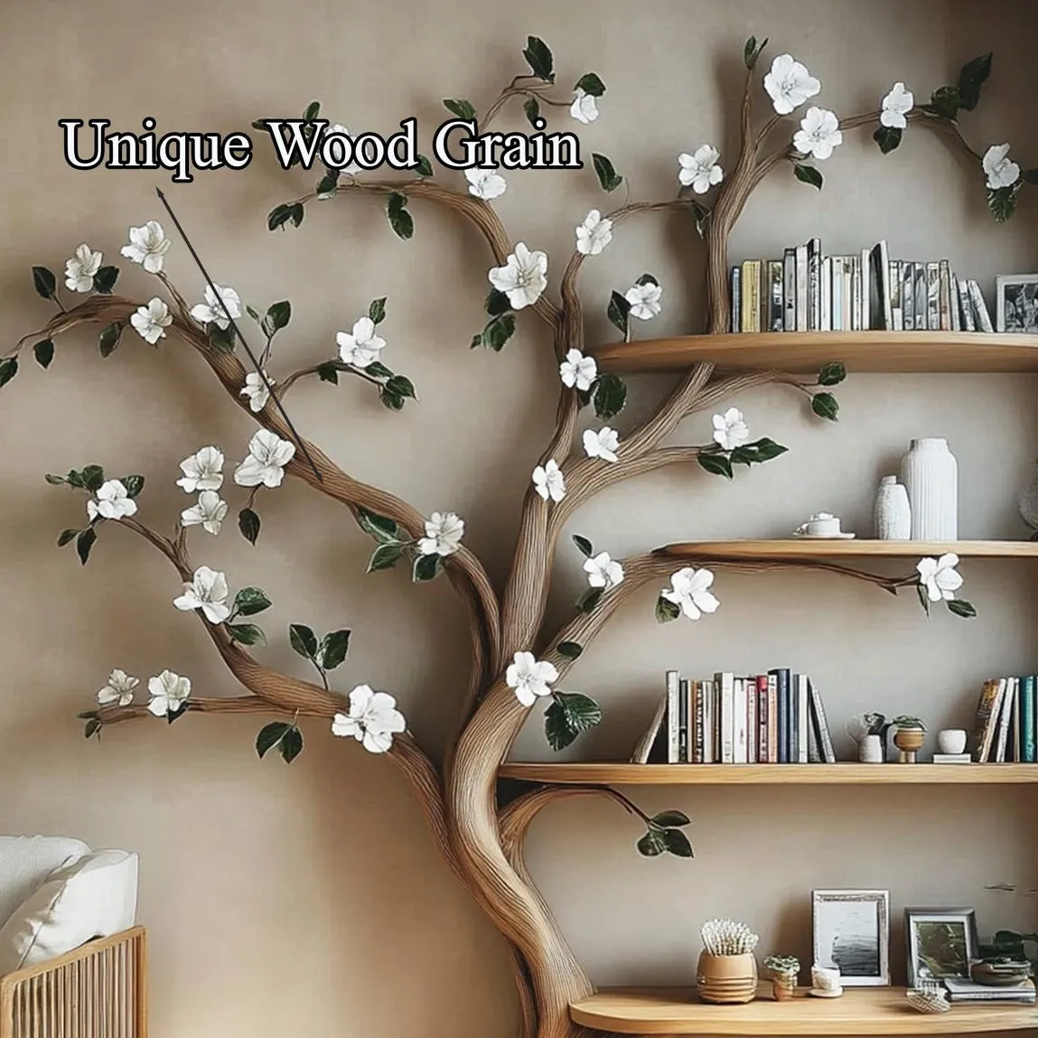 Rustic tree bookshelf wall solid wood handmade floating shelves bookshelf kids bookshelf decor living room gift her - Image 5