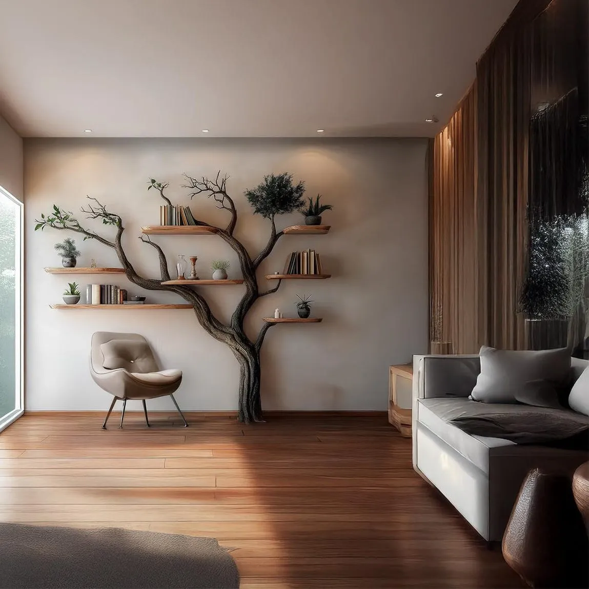 Tree Bookshelf Wooden Book Tree Shelf Unique Wall-Mounted Bookcase Rustic Natural Wood Furniture Home Office Decor Gift Her - Image 7