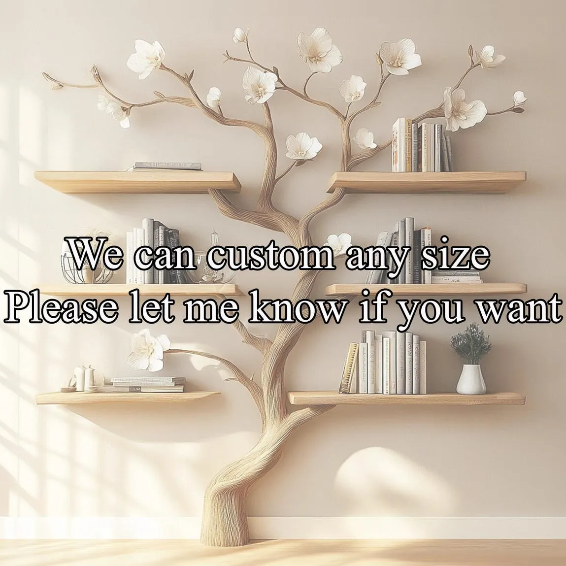 Rustic Tree Branch Bookshelve Wooden Dandcrafted Natural Tree Suitable For Any Space Bookshelve Tree Handmade Gift For Home Decor - Image 2