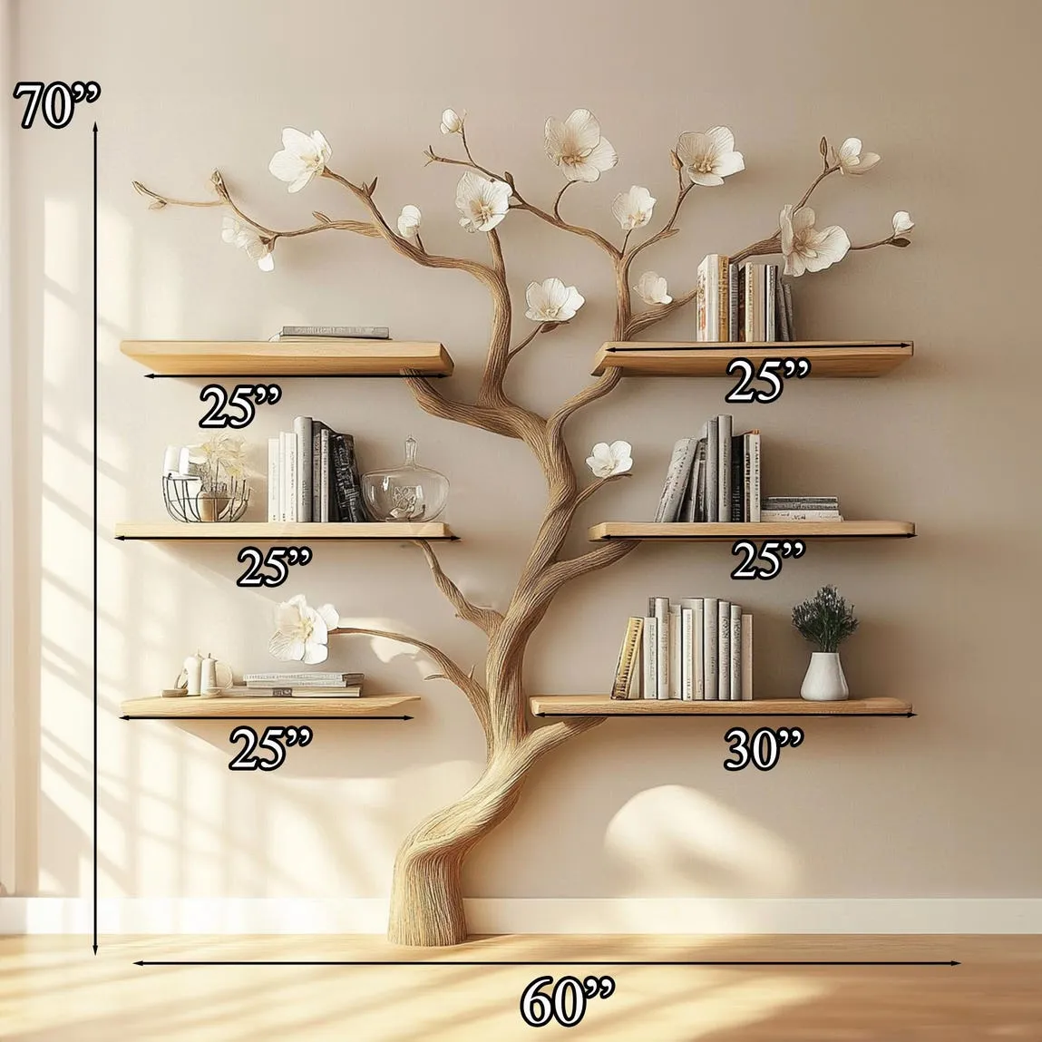 Rustic Tree Branch Bookshelve Wooden Dandcrafted Natural Tree Suitable For Any Space Bookshelve Tree Handmade Gift For Home Decor - Image 3