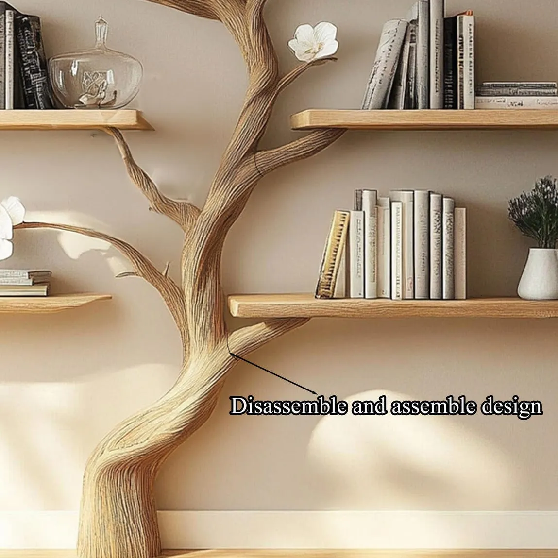 Rustic Tree Branch Bookshelve Wooden Dandcrafted Natural Tree Suitable For Any Space Bookshelve Tree Handmade Gift For Home Decor - Image 4