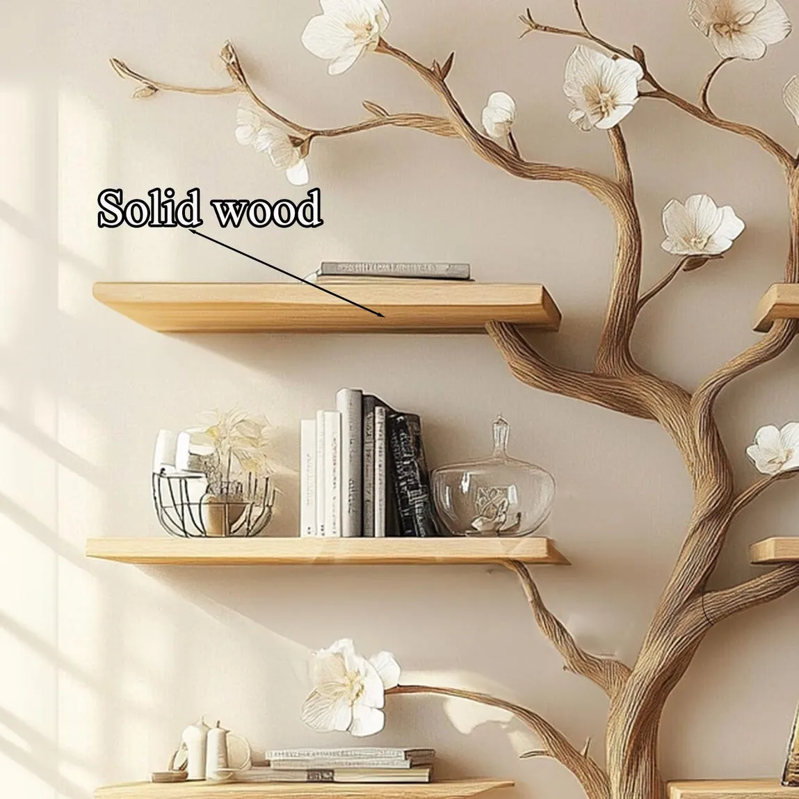 Rustic Tree Branch Bookshelve Wooden Dandcrafted Natural Tree Suitable For Any Space Bookshelve Tree Handmade Gift For Home Decor - Image 5