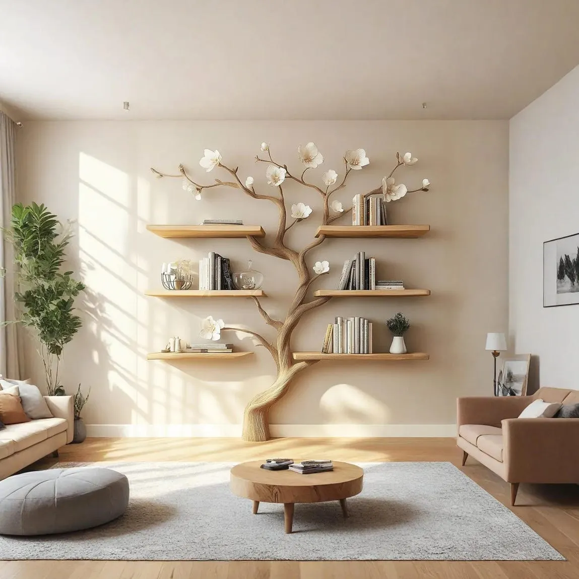 Rustic Tree Branch Bookshelve Wooden Dandcrafted Natural Tree Suitable For Any Space Bookshelve Tree Handmade Gift For Home Decor - Image 6