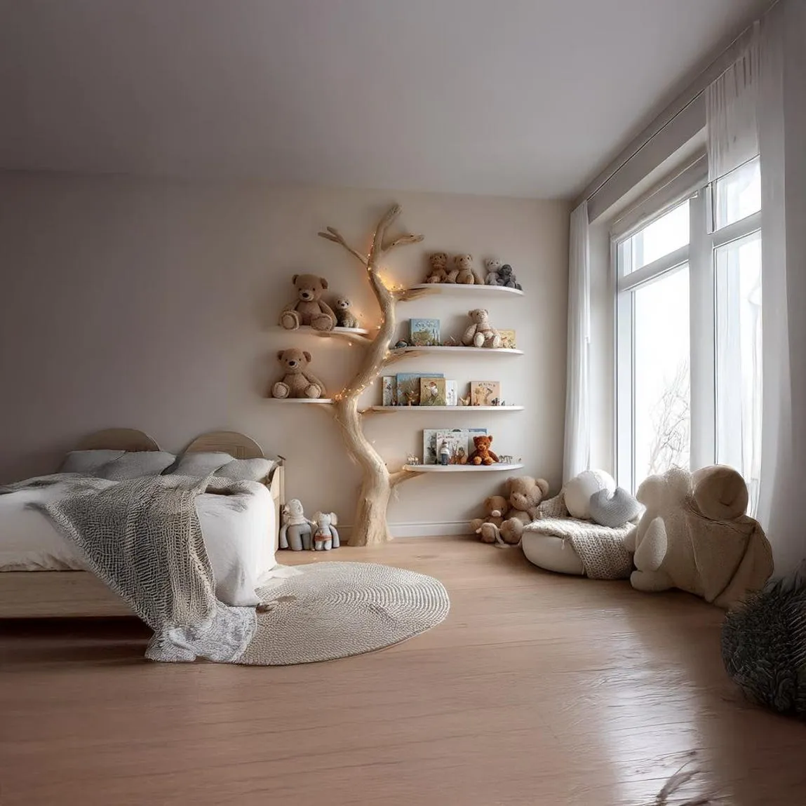 Handmade Tree Bookshelf Montessori Kids Bookcase Floating Nursery Wall Shelf Skinny Bookshelf for Baby Room and Kids Decor - Image 6