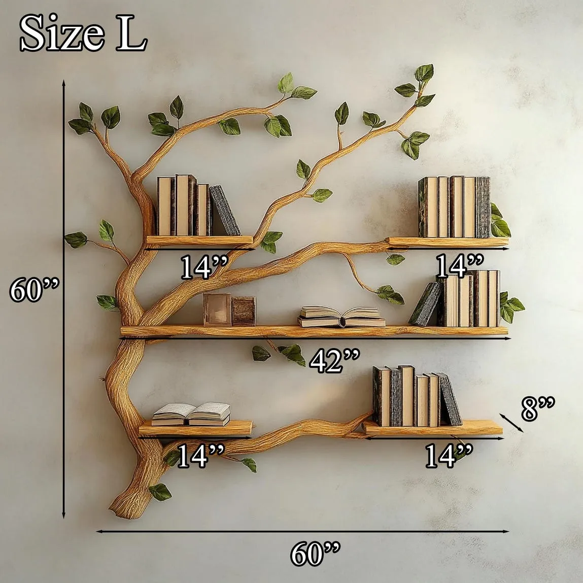 Solid driftwood branch tree bookshelf decor custom floating wood shelf book rack for wall live edge shelf - Image 7