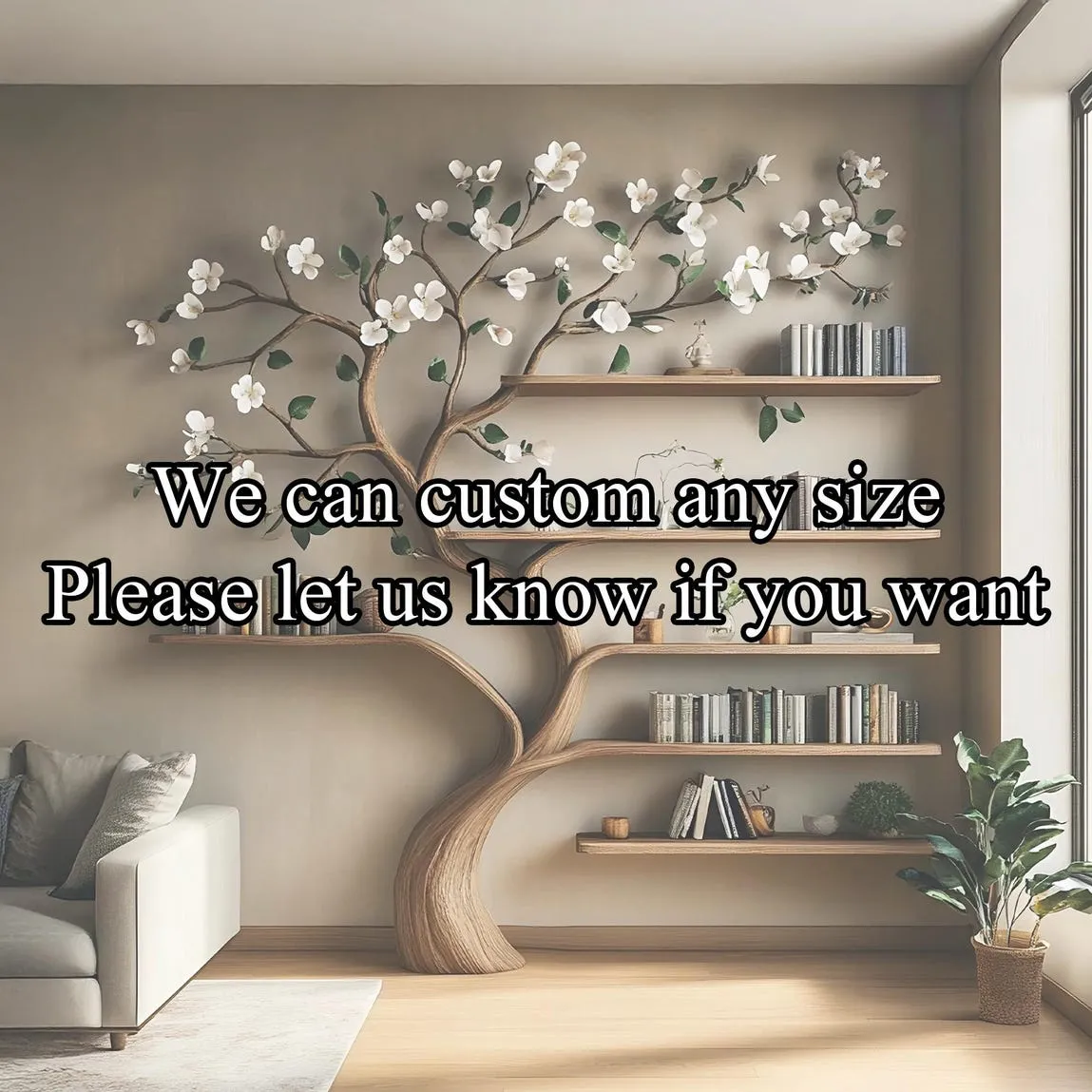 Custom tree bookshelf wall solid wood handmade floating shelves bookshelf kids bookshelf decor living room mother gift - Image 2