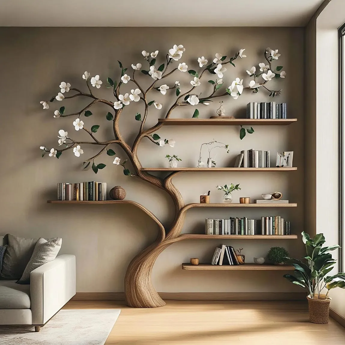 Custom tree bookshelf wall solid wood handmade floating shelves bookshelf kids bookshelf decor living room mother gift - Image 4