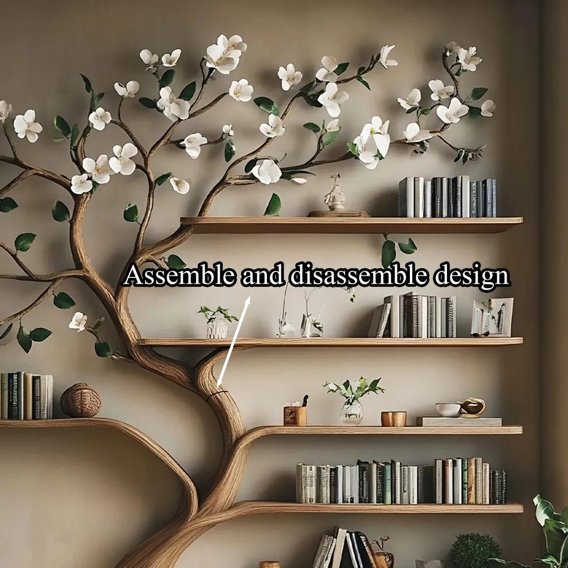 Custom tree bookshelf wall solid wood handmade floating shelves bookshelf kids bookshelf decor living room mother gift - Image 5