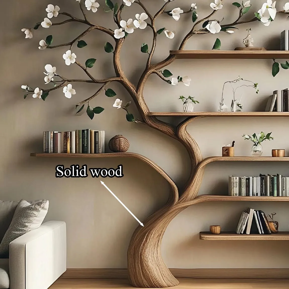 Custom tree bookshelf wall solid wood handmade floating shelves bookshelf kids bookshelf decor living room mother gift - Image 6