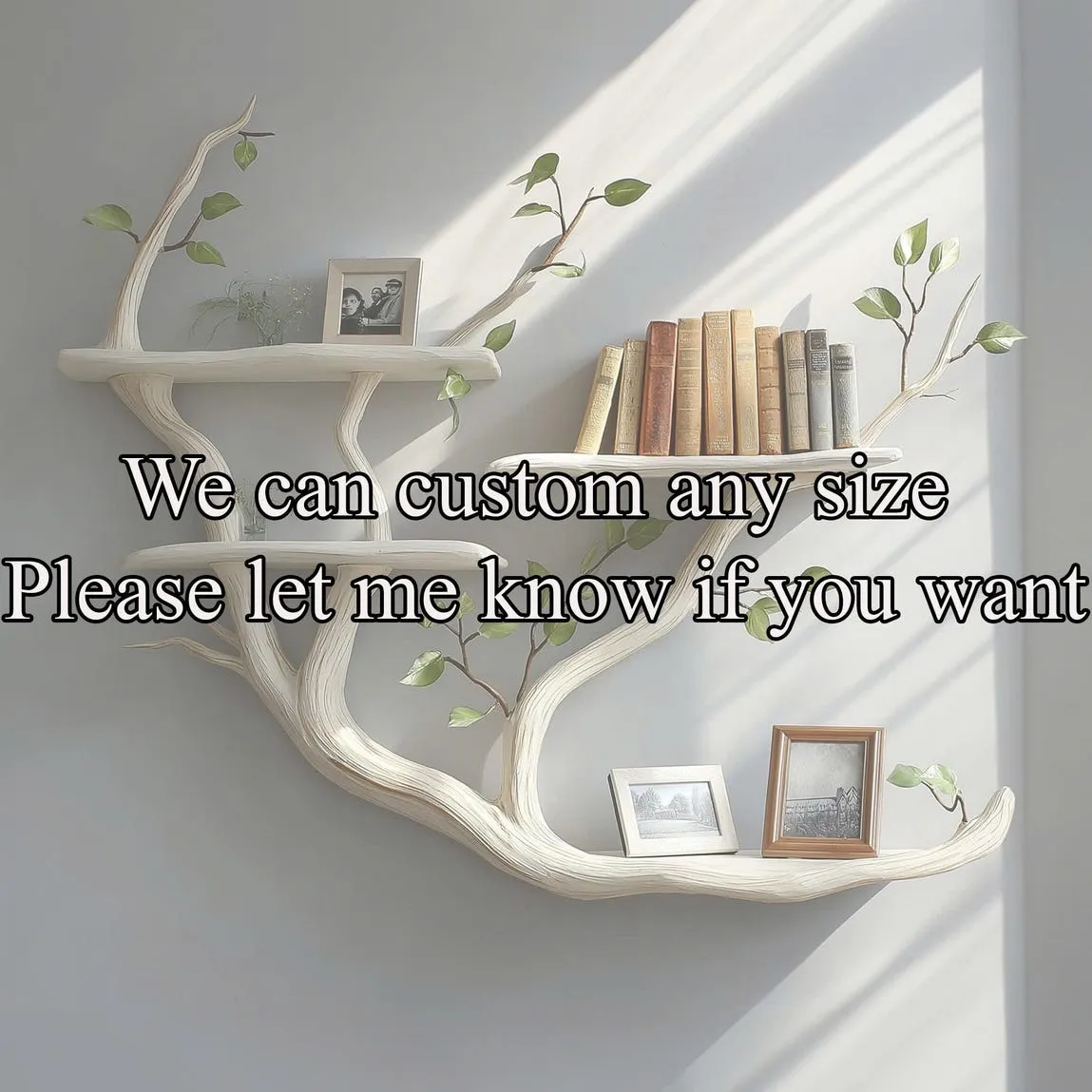Rustic wood wall shelf wall shelves floating bookshelf handmade natural solid wood living room decor gift for mom - Image 3