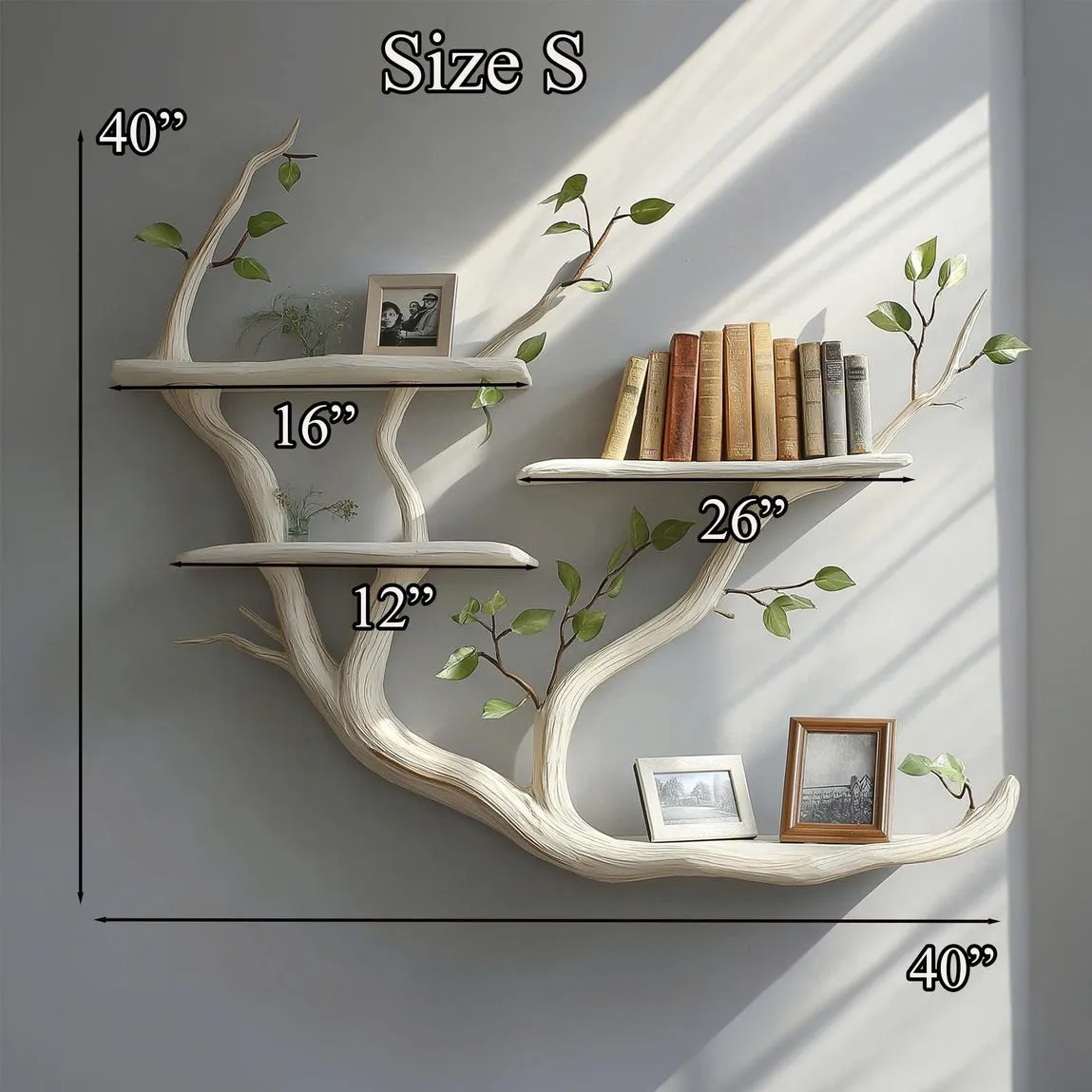 Rustic wood wall shelf wall shelves floating bookshelf handmade natural solid wood living room decor gift for mom - Image 4