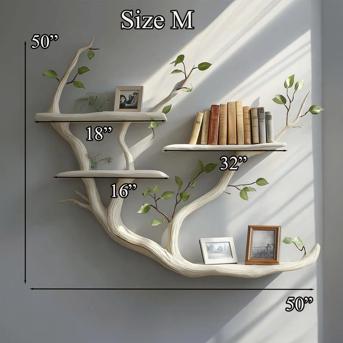 Rustic wood wall shelf wall shelves floating bookshelf handmade natural solid wood living room decor gift for mom - Image 5