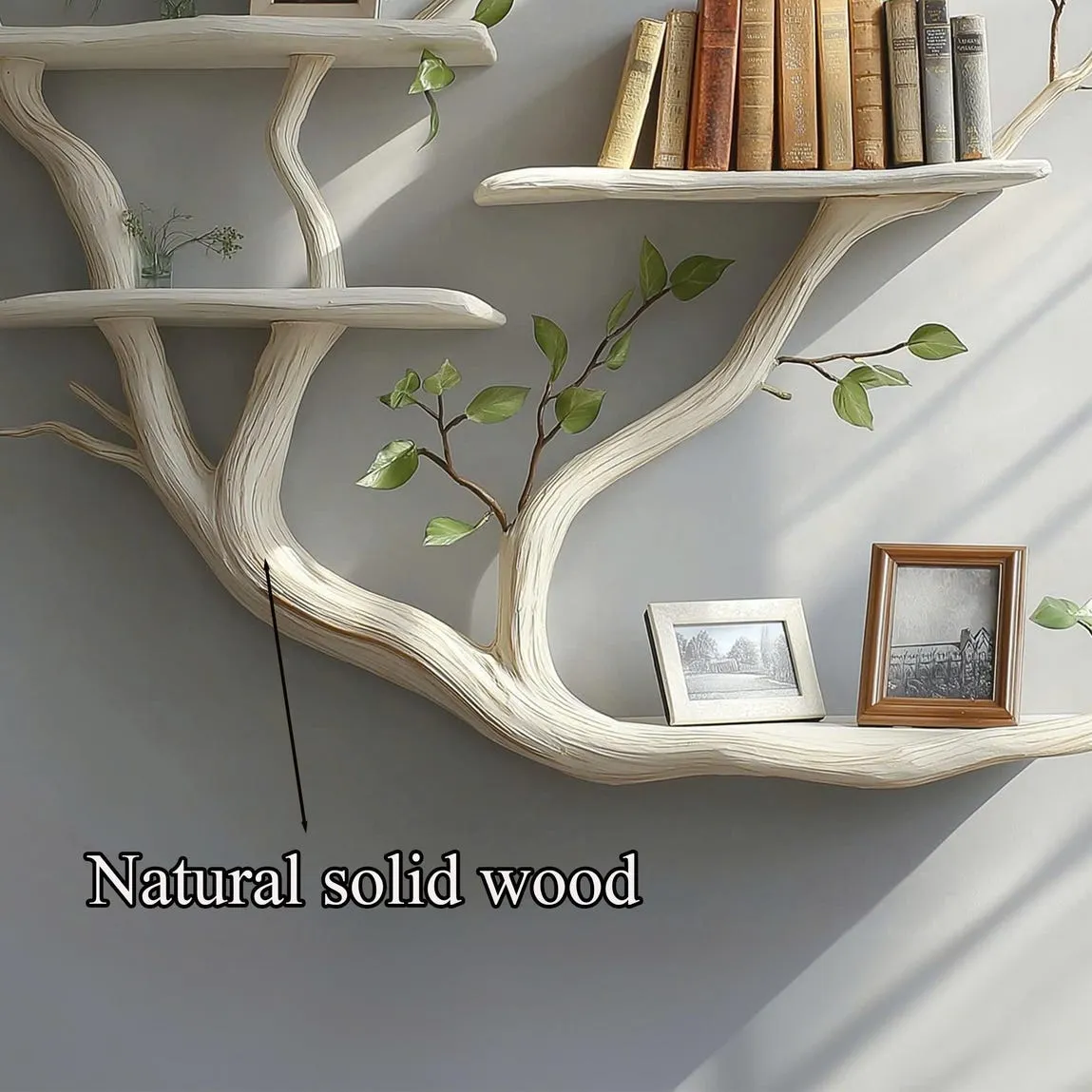 Rustic wood wall shelf wall shelves floating bookshelf handmade natural solid wood living room decor gift for mom - Image 7