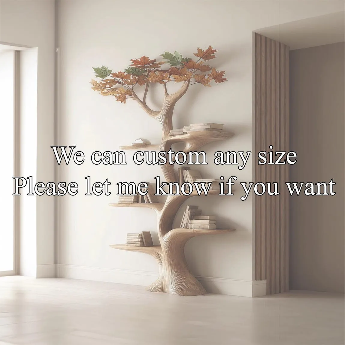 Custom Tree Bookshelf Rustic Wooden Book Tree Shelf Unique Wall-Mounted Bookcase Natural Wood Furniture, Home Office Decor Gift - Image 3