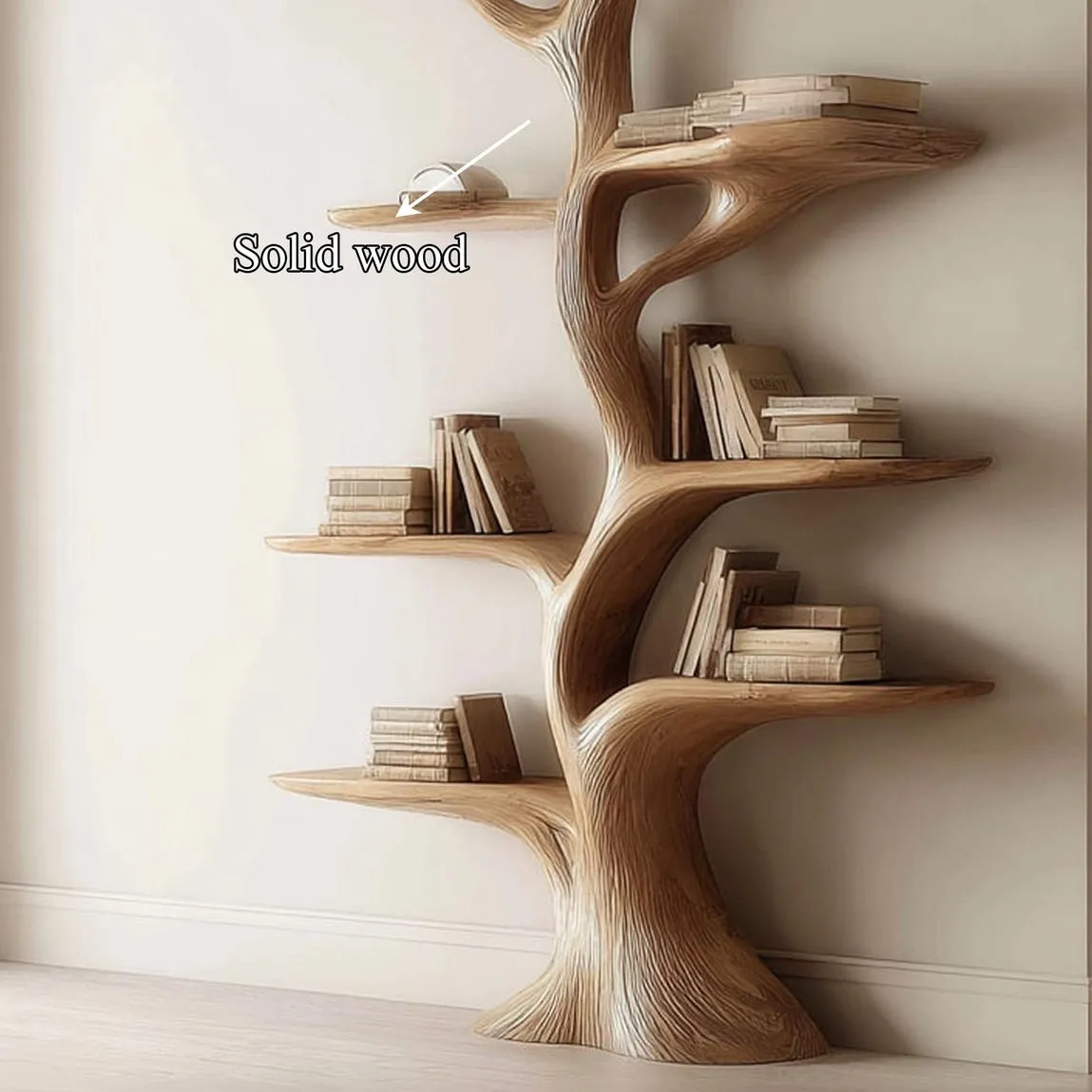 Custom Tree Bookshelf Rustic Wooden Book Tree Shelf Unique Wall-Mounted Bookcase Natural Wood Furniture, Home Office Decor Gift - Image 5